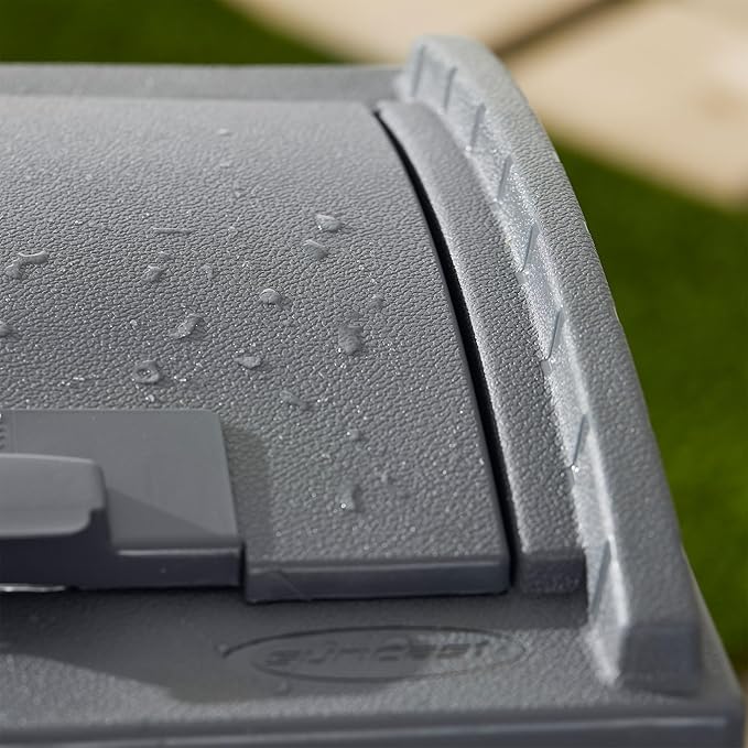 Suncast 3 Pack Trash Hideaway Refuse Container, Stylish Resin Outdoor Garbage Bin with Latching Lid, 30 to 33 Gallon Capacity, Cyberspace