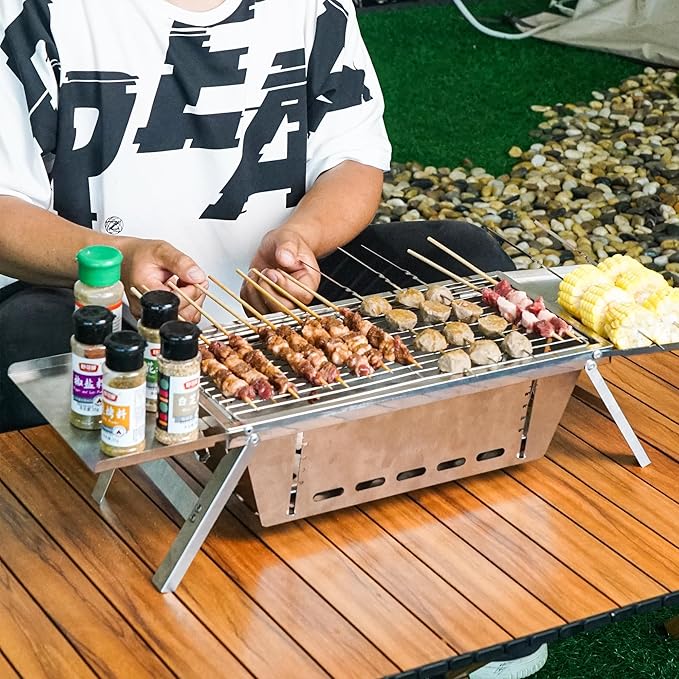 𝐁𝐚𝐫𝐛𝐞𝐜𝐮𝐞 𝐆𝐫𝐢𝐥𝐥𝐬,Portable 𝐂𝐡𝐚𝐫𝐜𝐨𝐚𝐥 𝐆𝐫𝐢𝐥𝐥 Foldable Grills ,𝐒𝐦𝐚𝐥𝐥 𝐆𝐫𝐢𝐥𝐥𝐬 𝐎𝐮𝐭𝐝𝐨𝐨𝐫 𝐂𝐨𝐨𝐤𝐢𝐧𝐠 for Travel, 𝐂𝐚𝐦𝐩𝐢𝐧𝐠 𝐒𝐦𝐨𝐤𝐞𝐫 𝐁𝐁𝐐 𝐆𝐫𝐢𝐥𝐥,Stainless Steel Table Top Grill Charcoal for Outdoor Cooking,Camping,Backyard