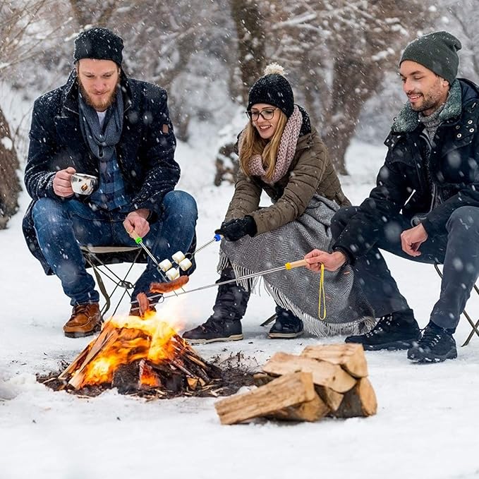 Marshmallow Roasting Sticks 5pcs Hanging Telescoping Smores Skewers 32 Inch BBQ Forks Campfire Tools Hot Dog Sticks