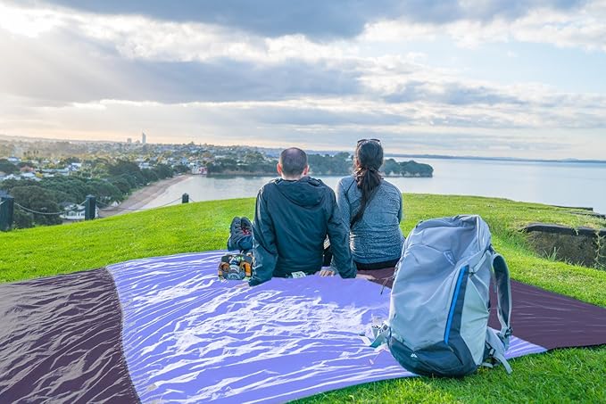 WEKAPO Beach Blanket Sandproof Waterproof, Extra Large Beach Mat, Oversized & Compact Sand Free Mat Quick Drying, Lightweight & Durable with 6 Stakes & 4 Corner Pockets