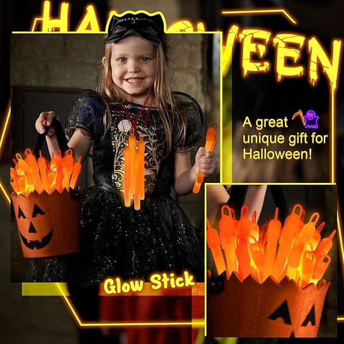 Lewtemi 4" or 6" 100 Pack Bright Glow Sticks Bulk, Glow in The Dark Party Supplies Birthday and Holidays Party Favors