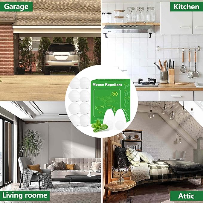 36 Pack Natural Mouse Repellent for Car Engines, Peppermint Oil Moth Balls for Rodents Rats Mice Indoor Outdoor, Mouse Deterrent and Rat Repellent for House, Motor Campers, Attic, Humans & Pets Safe