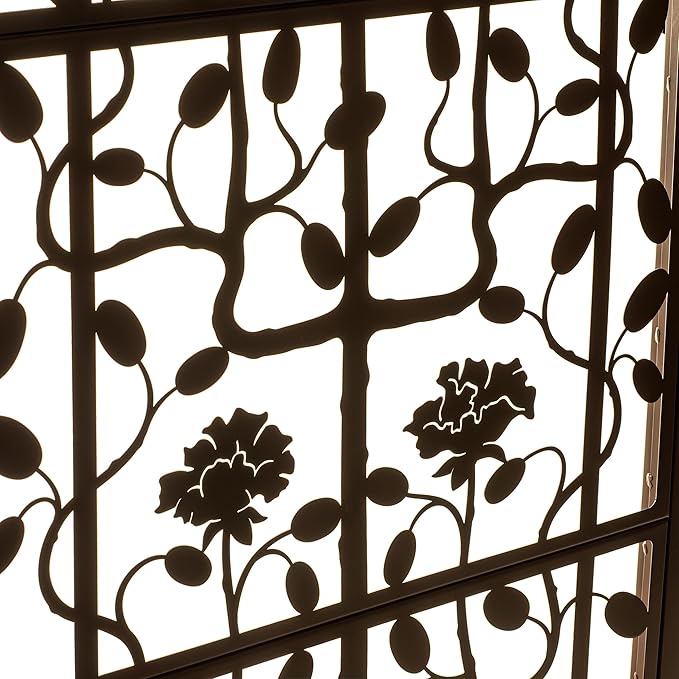 H Potter Garden Trellis Outdoor Privacy Screen Fence for Climbing Plants Patio Deck Large Heavy Duty Decorative Metal Panel for Backyard Flowers Roses Clematis Ivy Freestanding Ground Spikes