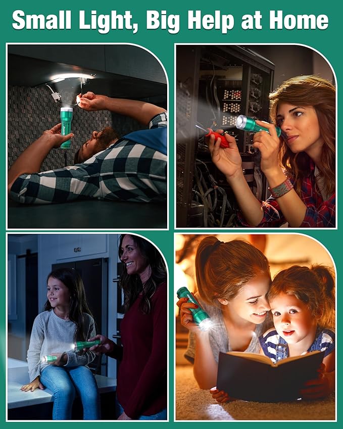 EverBrite Mini Flashlight, LED Flash Light with 3 Modes, 3 AAA Batteries Included, Water-Resistant Small Flashlight for Emergencies and Camping, Green, 1 Pack