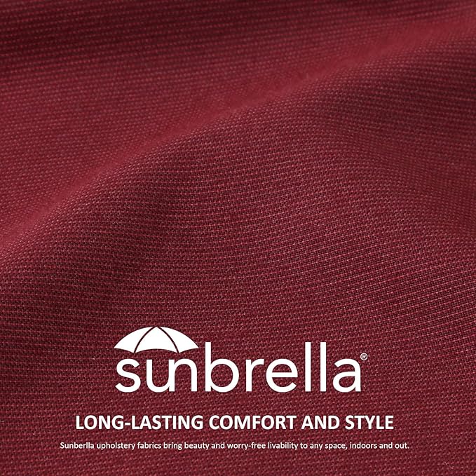Sunbrella Square Corner Seat Cushions, 19" x 19" x 3", Set of 4, Indoor Outdoor Water Repellent Universal Chair Pads with Ties for Patio Furniture, Garden Dining Chairs, Spectrum Ruby