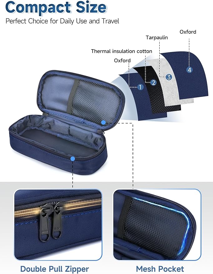 YOUSHARES Insulin Vials Cooler Travel Case - TSA Approved Diabetic Medication Vial Cooling Bag with Protective Ice Brick, Refrigerated Diabetes Supplies Organizer, Small Bottle Carrying Storage