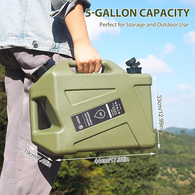 5 Gallon Water Jug with Spigot – BPA-Free Camping Water Container, Leak-Proof Water Storage Tank, Portable Overlanding Gear for Outdoors, Hiking, Emergency, BBQ & Home Use