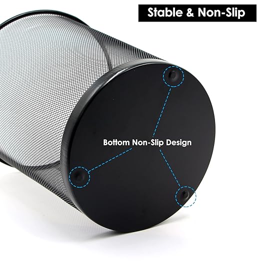 10-Pack 6 Gal Mesh Office Trash Can with 150Pcs Garbage Bags, Black Mesh Trash Cans, Open Metal Wire Wastebaskets, Waste Basket Trash Can for Near Desk, Recycling Garbage Container Bin