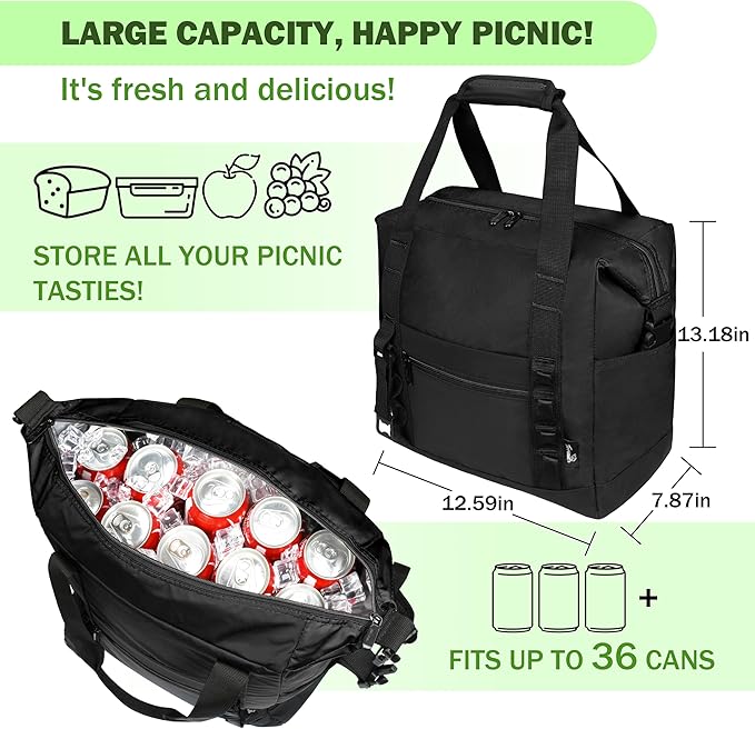 Tirrinia Cooler Backpack Waterproof Insulated for Men & Women,36 Cans Soft Leakproof Cooler Backpack, Portable Cooler for Camping, Beach, Fishing, Picnic, Travel, Outdoor