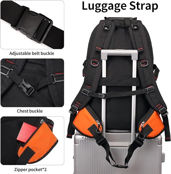 Nerlion 40L Hiking Backpack Travel Backpack for Men Women Camping Waterproof Outdoor Hiking Daypack Lightweight Backpack (Orange)