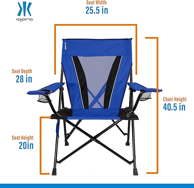 Kijaro XXL Dual Lock Portable Camping Chair - Supports Up to 400lbs - Enjoy The Outdoors in a Versatile Folding Sports & Outdoor Chair