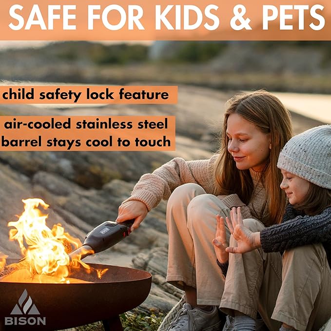 BISON AIRLIGHTER 420 | Cordless Fire Starter | Camping Essential | Torch Lighter | Perfect for Fire Pits, Camping, Charcoal Grills, Fireplaces, and Wood Stoves | Refillable Butane with Built-In Blower