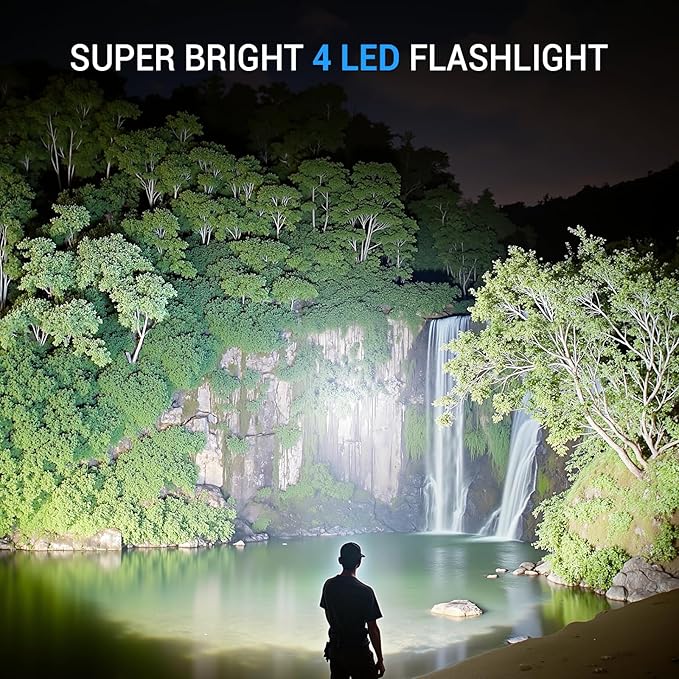 Rechargeable Flashlights High Lumens, Flashlights Rechargeable, Super Bright Flashlight, Waterproof Tactical Flash Light, High Powered 2000 mAh LED Flashlight for Emergency Home Camping Essentials 2P