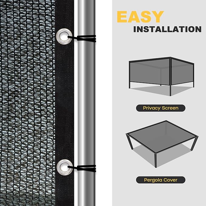 VICLLAX 50% Shade Cloth, 19x22FT Durable Black Mesh Trap with Every 3 FT Grommet, Sun Shade Fabric Netting for for Plants Cover, Greenhouse, Chicken Coop, Barn Kennel, Garden Patio