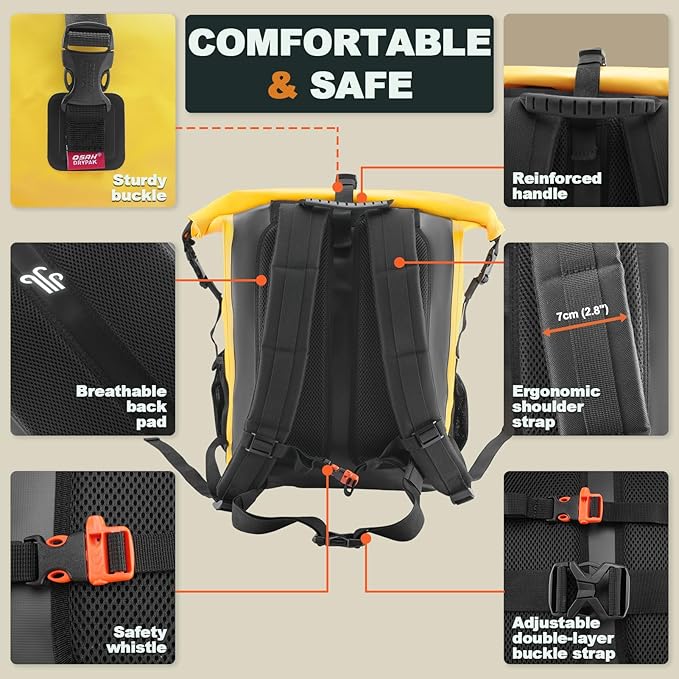 Waterproof Backpack Dry Bag 35L/55L/85L– Heavy Duty Roll-Top Hiking Backpack Sack Keeps Gear Dry for Travel, Kayaking, Boating, Camping, Rafting and Fishing