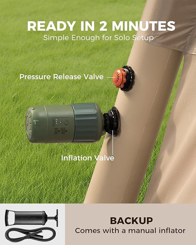 Inflatable Tents for Camping 2/4 Person, Easy Set Up Camping Tent with Automatic & Manual Pump, Waterproof Blow Up Tent for Family Outdoor