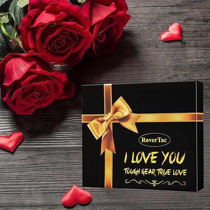 RoverTac Multitools Gift Set, 11-in-1 Multi Tool Axe, LED Flashlight, Tactical Knife in “I LOVE YOU” Gift Box, Tool Gift for Husband, Boyfriend, Dad, Camping Essentials Survival Gear Multitool