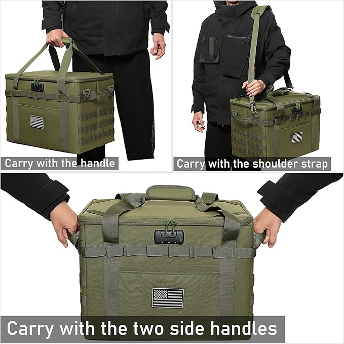 Tactical Camping Storage Bag - 38L Utility Tote Bag Organizer with Combination Lock and Shoulder Strap
