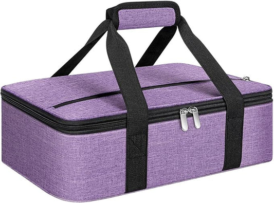 Insulated Casserole Carrier, Portable Casserole Carrier for Hot or Cold Food Lunch Tote Warmer or Cooler Bag, Lasagna Lunch Bag for Potluck Parties- Fits 9" x 13" Baking Dish-Purple