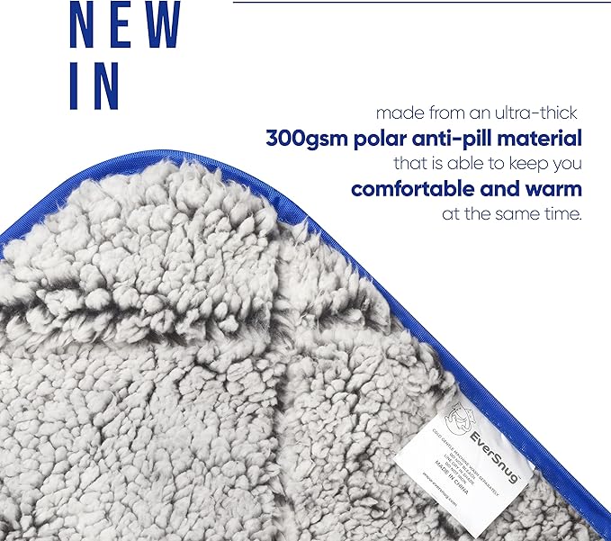 EverSnug Sherpa Waterproof Camping Blanket - Extra Thick and Warm, Large Sherpa Fleece Outdoor Blanket for Camping, Picnics, Beaches, Stadiums, Pets - Washable and Windproof for Cold Weather (Blue)