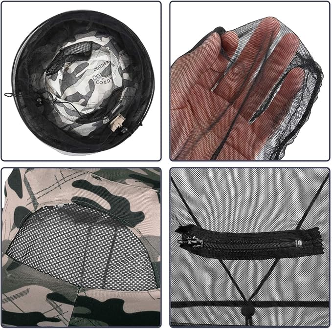 CozyCabin Mosquito Head Net Hat with Removable Mesh Hidden Netting, Design for Outdoor Fishing Gardening