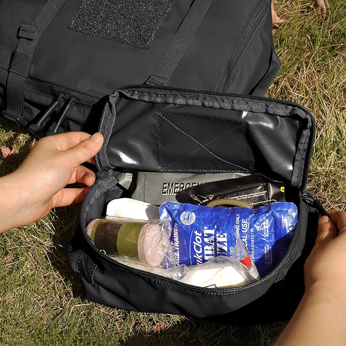 PETAC GEAR 4 PCS Tactical Modular Packing Cubes with Waterproof Material, Large Capacity Storage Bag, Easy Clean Outdoor Travel Organize Storage Pouches Bags (BK)