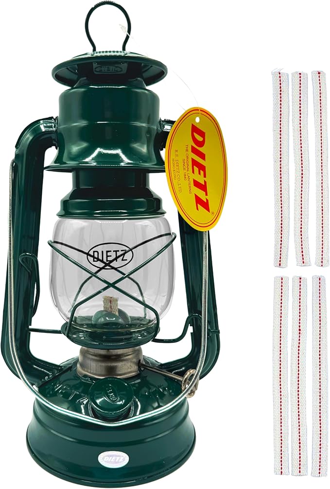 Light of Mine - Dietz #76 Original Green Oil Lantern with 1/2" Replacement Wick Strips (Green)