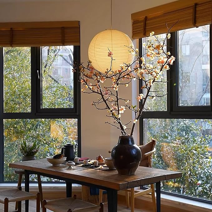 White Round Paper Lanterns, 15.75" Large Hanging Paper Lantern Lamp, Chinese/Japanese Paper Lantern Pendant Light for Party Decoration, Wedding, Home Decor Ceiling Lampshade(1 Pack)