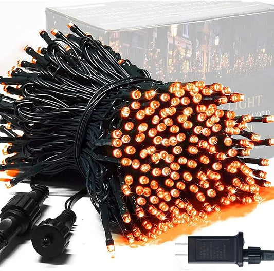 JMEXSUSS 250 LED Orange String Lights, 91.5ft Orange Halloween Lights Outdoor Waterproof, 8 Lighting Modes Connectable Halloween Tree Light for Yard Patio Party Holiday Decorations