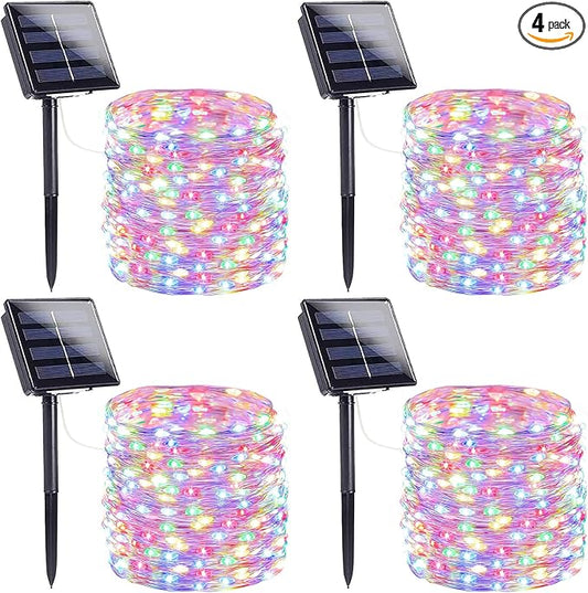 Extra-Long Solar String Lights Outdoor, 4-Pack 400 LED Solar Fairy Lights for Outside Waterproof, Copper Wire 8 Modes Twinkle Fairy Light for Tree Garden Party Xmas Wedding Decor(Multicolor)