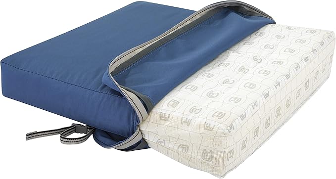 Classic Accessories Ravenna Water-Resistant 23 x 23 x 5 Inch Square Patio Seat Cushion Slip Cover & Foam, Empire Blue, Lounge Chair Cushion