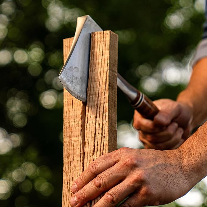 ESTWING Sportsman's Axe - 14" Special Edition Camping Hatchet with Forged Steel Construction & Genuine Leather Grip - E24ASEA