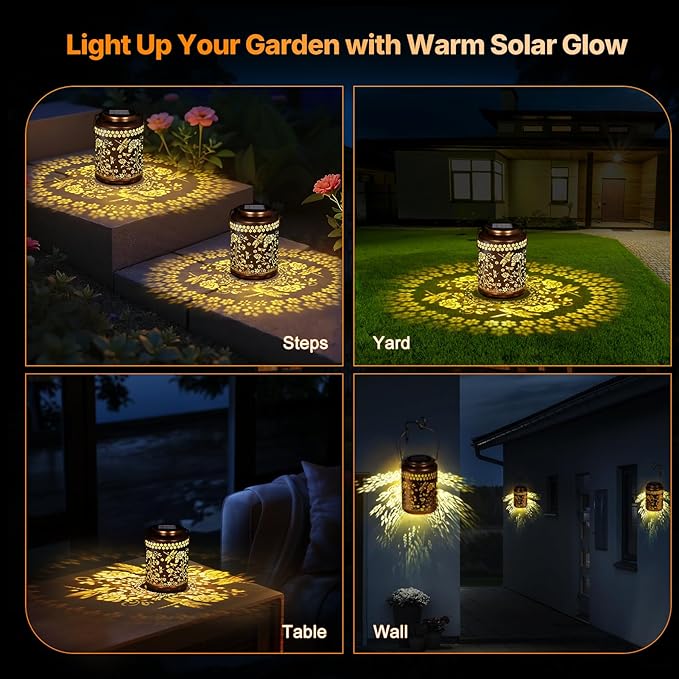 Solar Lanterns Outdoor Waterproof, Dragonfly Garden Decor for Yard Porch Lawn Patio Pathway, Hanging Solar Lights Birthday Gifts for Women Mom Grandma Sister Friend