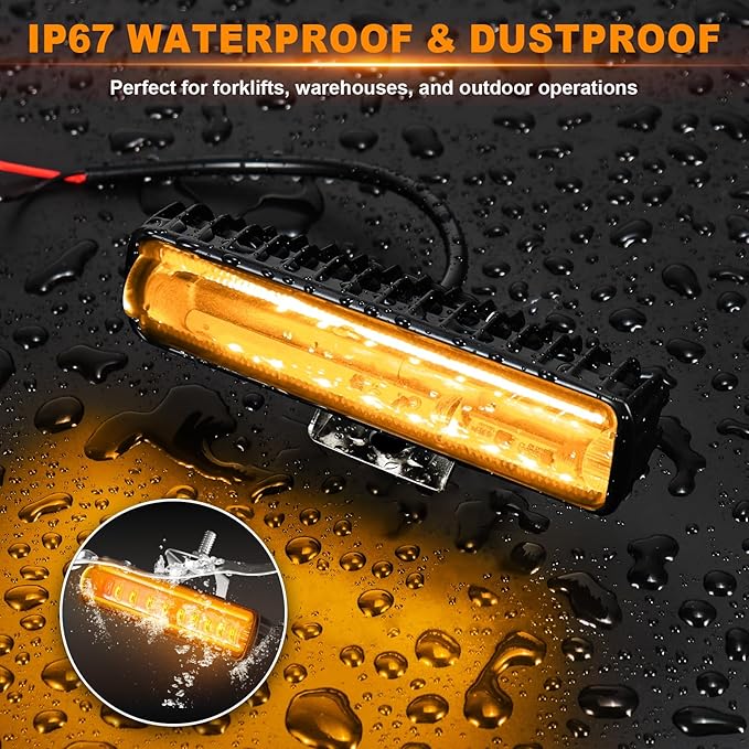 LED Forklift Safety Light - 2 Pack Warehouse Warning Light with Adjustable Mounting Bracket for Truck, AGV Security Indicator Spotlight Brightness (Yellow)