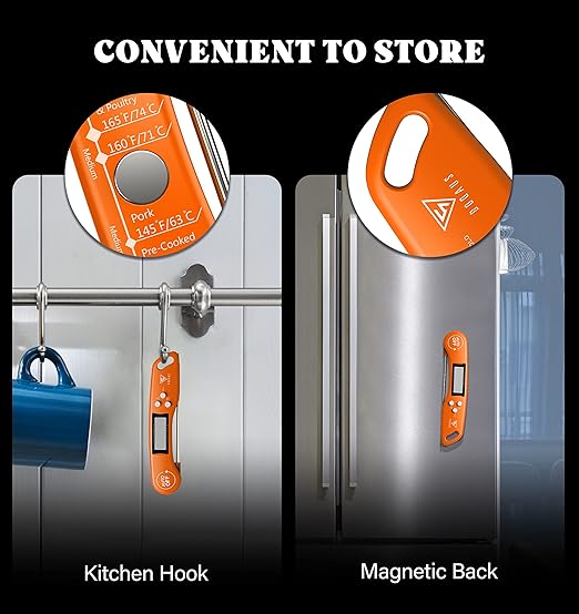 DOQAUS Digital Meat Thermometer, Instant Read Food Thermometers for Cooking, Kitchen Probe with Backlit & Reversible Display, Wide Temperature Range for Turkey, Grill, BBQ, Baking, Bread, Sourdough