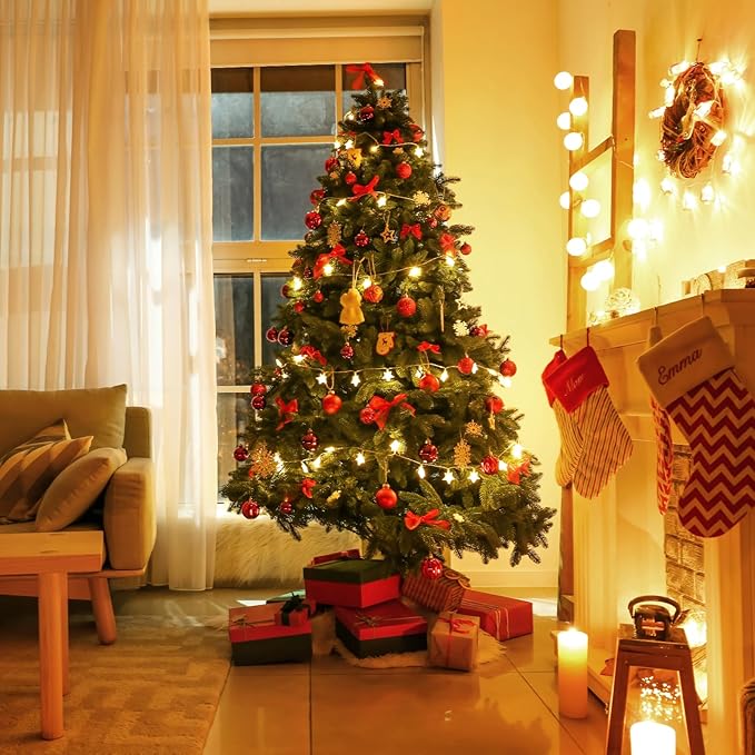 Twinkle Star 2-Pack 100 LED Star String Lights, Plug in Fairy String Lights Waterproof, Extendable for Indoor, Outdoor, Wedding Party, Christmas Tree, New Year, Garden Decoration, Warm White