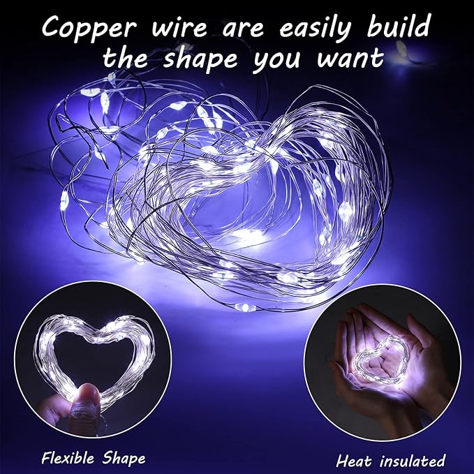 Macarrie 6 Pcs USB String Lights 33 ft 100 LED Fairy Lights Powered String for Christmas Indoor Outdoor Wedding Party Tree Home Festival Garden Decoration (Cool White)