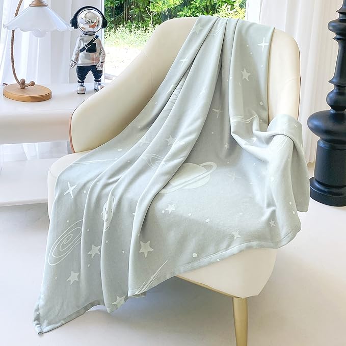 AmyHomie Cooling Blanket for Kids, Soft Comfy Summer Throw for Hot Sleepers, Kids Blanket for Boys & Girls (50x60in, Grey Space)