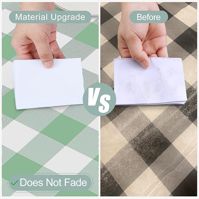 misaya Rectangle Waterproof Vinyl Table Cloth, Buffalo Flannel Backed Tablecloth, Wipeable Plastic Table Cover for Dinner, Kitchen, Outdoor (54" x 78", Sage Green and White)