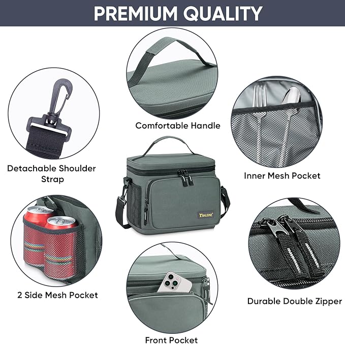 BALEINE Insulated Lunch Bag for Men Women, 15 Can Leakproof Cooler Bag with Adjustable Shoulder Strap for Work Picnic, Lunch Box for Women Men (Medium, Blue)