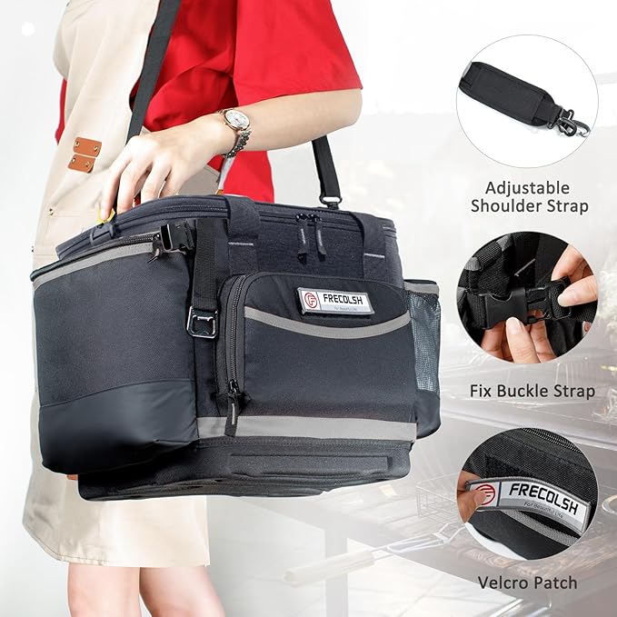 Large Grill Caddy with Lid with Adjustable Dividers, BBQ Outdoor Organizer Bag, Picnic Camping Utensil Caddy, Tailgating Essentials, Grill Gifts for Father's Day