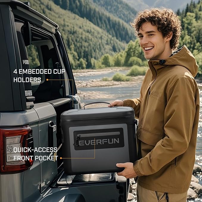 EVERFUN Soft Cooler 30 Can, Portable Insulated Small Cooling Lunch Box for Men and Women, Leakproof Ice Chest Bag for Travel, Beach, Camping, Beverage, Boating, Fishing, Tailgating, Work and Picnic