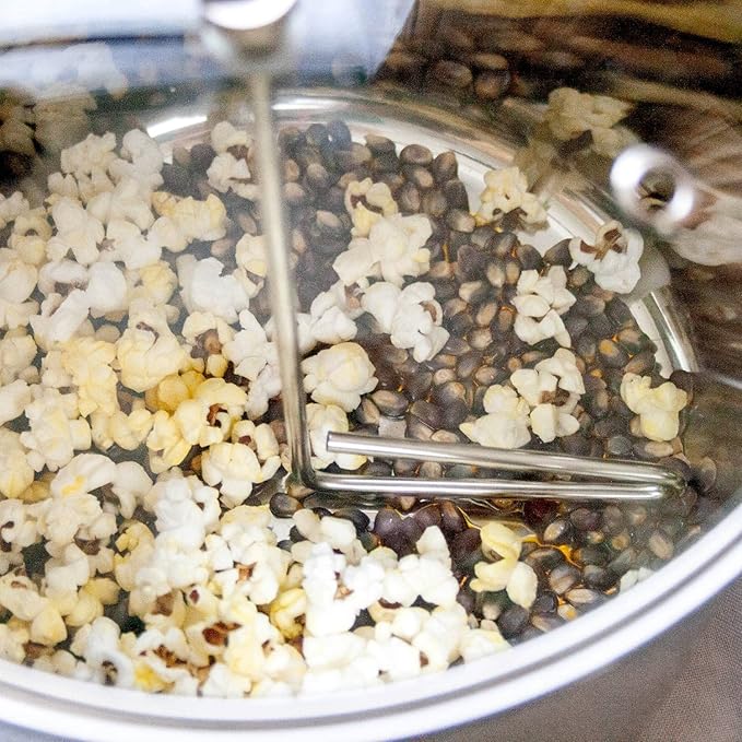Lehman's Manual Stovetop Popcorn Popper, Stainless Steel Popcorn Maker with Stirring Rod, No Measuring Needed, Doubles as Cooking Pot