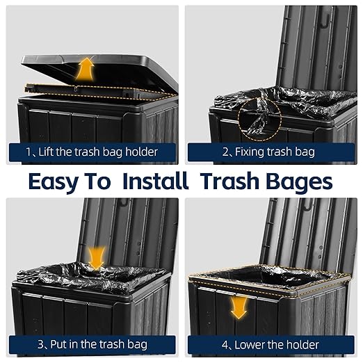 Outdoor Trash Can 23 Gallon Garbage Can with Lid Waterproof Resin Garbage Patio Waste Bin for Garden, Backyard, Deck,Black