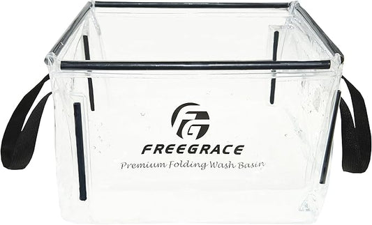 Freegrace Premium Folding Wash Basin - Collapsible Water Sink Container - Lightweight & Durable Transparent Plastic - Wash Dishes Everywhere - Suitable for Camping & Outdoor Activities