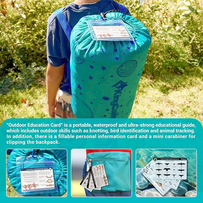 KingCamp 45° F Kids Sleeping Bag, Lightweight Waterproof & Compact Flannel Sleeping Bags Cold Weather & Warm Youth Essentials Gear Accessories for Camping, Fits 10-12 Children up to 5'5" Tall