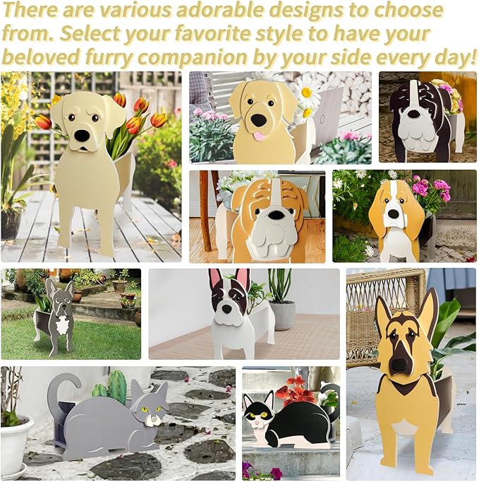 Golden Retriever Planter, Pet Shape Garden Pots Plant Pots for Indoor/Outdoor Gardens Decoration, Cute, Surprise Gifts/Souvenirs for Pet Lovers (Large)