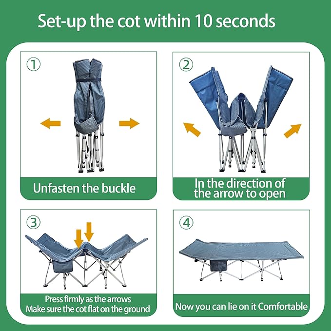 79" L x 32" W x 18" H Oversize Camping Cot with Comfortable Mattress XXL Sleeping Cots for Adults Camping Bed Folding Cot Heavy Duty with Carry Bag for Home Travel Outdoor Indoor