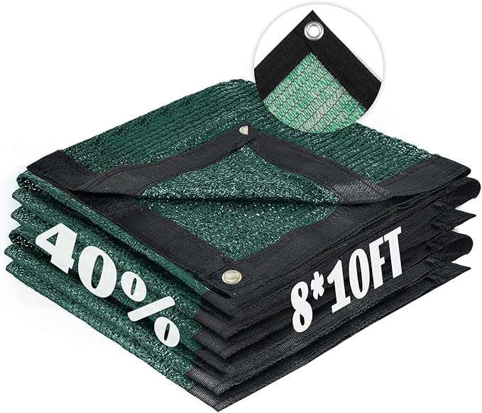 Cool Area 40% Sun Shade Cloth Mesh Tarp with Grommets for Plant Cover 8x10ft Patio Canopy Garden Pergola Blackhouse Car Barn Kennel Green