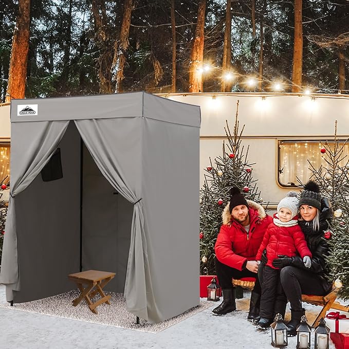 EAGLE PEAK Flex Compact 5x5 Pop-up Canopy Changing Room, Portable Privacy Dressing Room for Indoor Fashion Photoshoots, Camping, or Pool, Gray